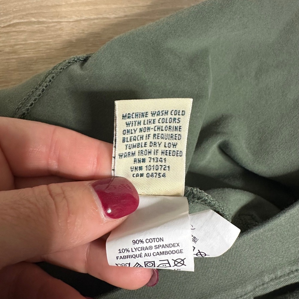 LL Bean Knit Pants Womens M Petite Green Cotton Spandex Cropped Pockets Pull On - Picture 5 of 11